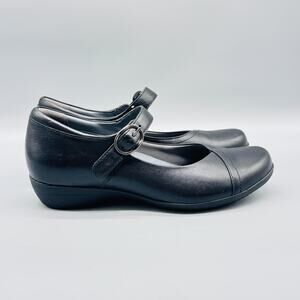 Dansko Shoes Womens 7.5 8 Black Leather Mary Jane Comfort Casual Work Strap